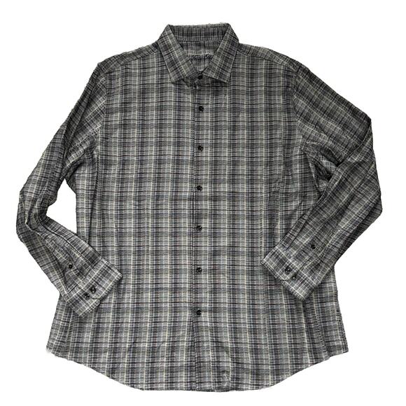 New Tasso Elba Grey Table Long Sleeve Gray Plaid Button Down Shirt XXL NWT - Picture 1 of 7